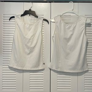 Men’s white spandex tank top with sheer back